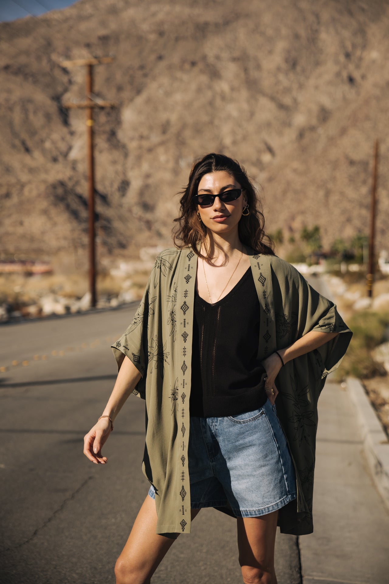 

Kimono estampado Mujer Kanna Sahara Trip deep lichen green | Freeman T. Porter