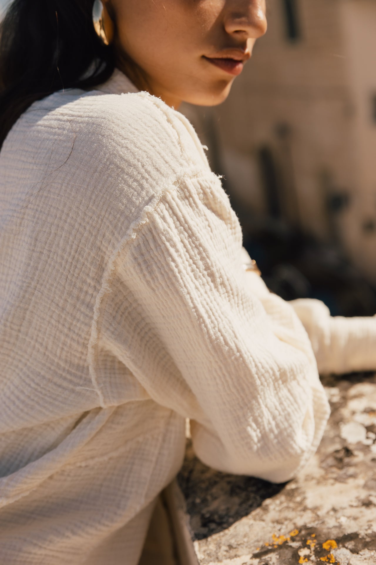 
              

Chemise loose en coton double gaze Femme Sheel Plain ecru | Freeman T. Porter
            