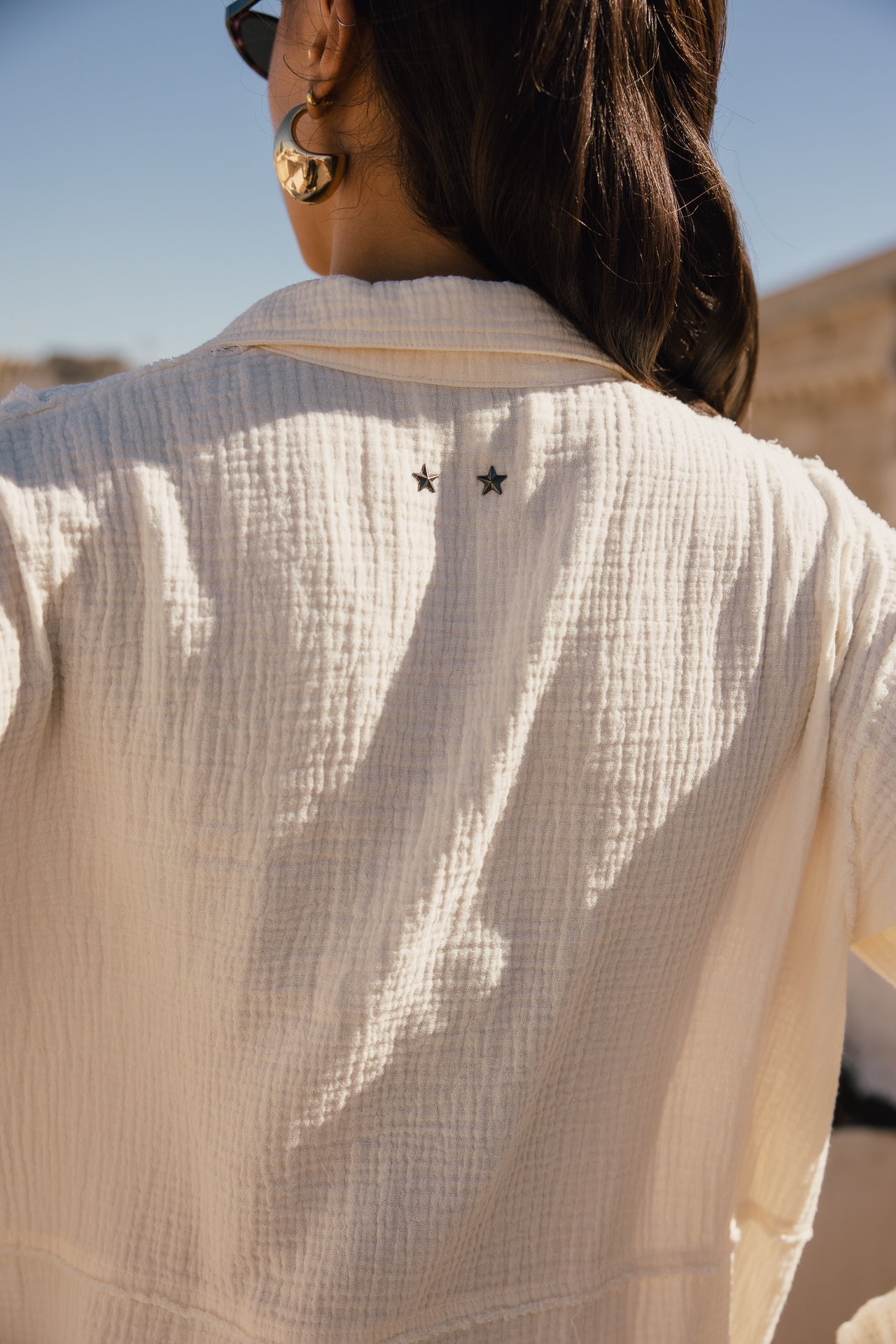 

Chemise loose en coton double gaze Femme Sheel Plain ecru | Freeman T. Porter
