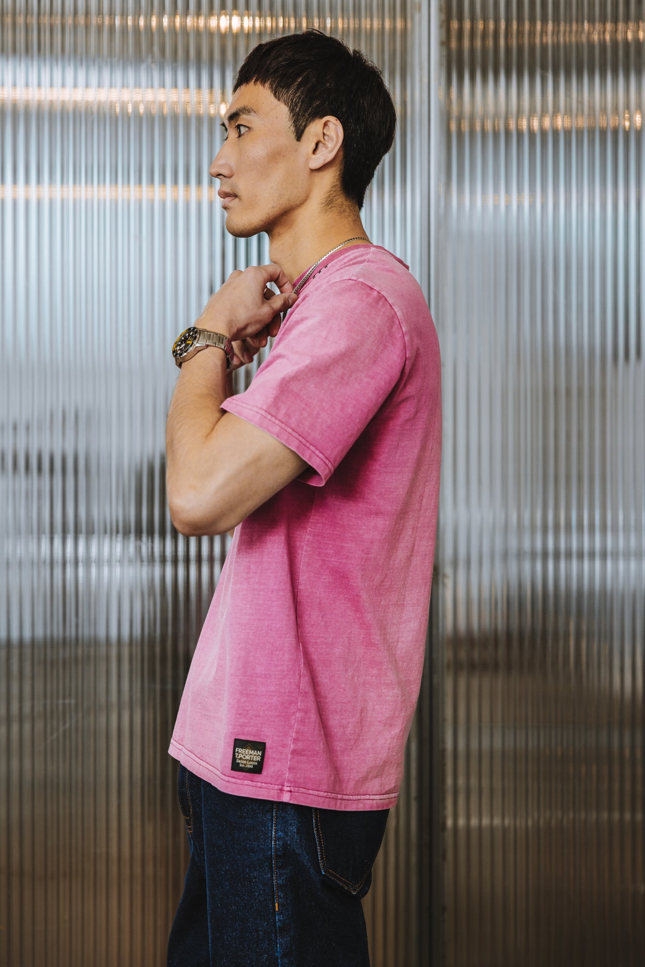 

T-Shirt mit geradem Schnitt Herren Chuck River mellow mauve | Freeman T. Porter