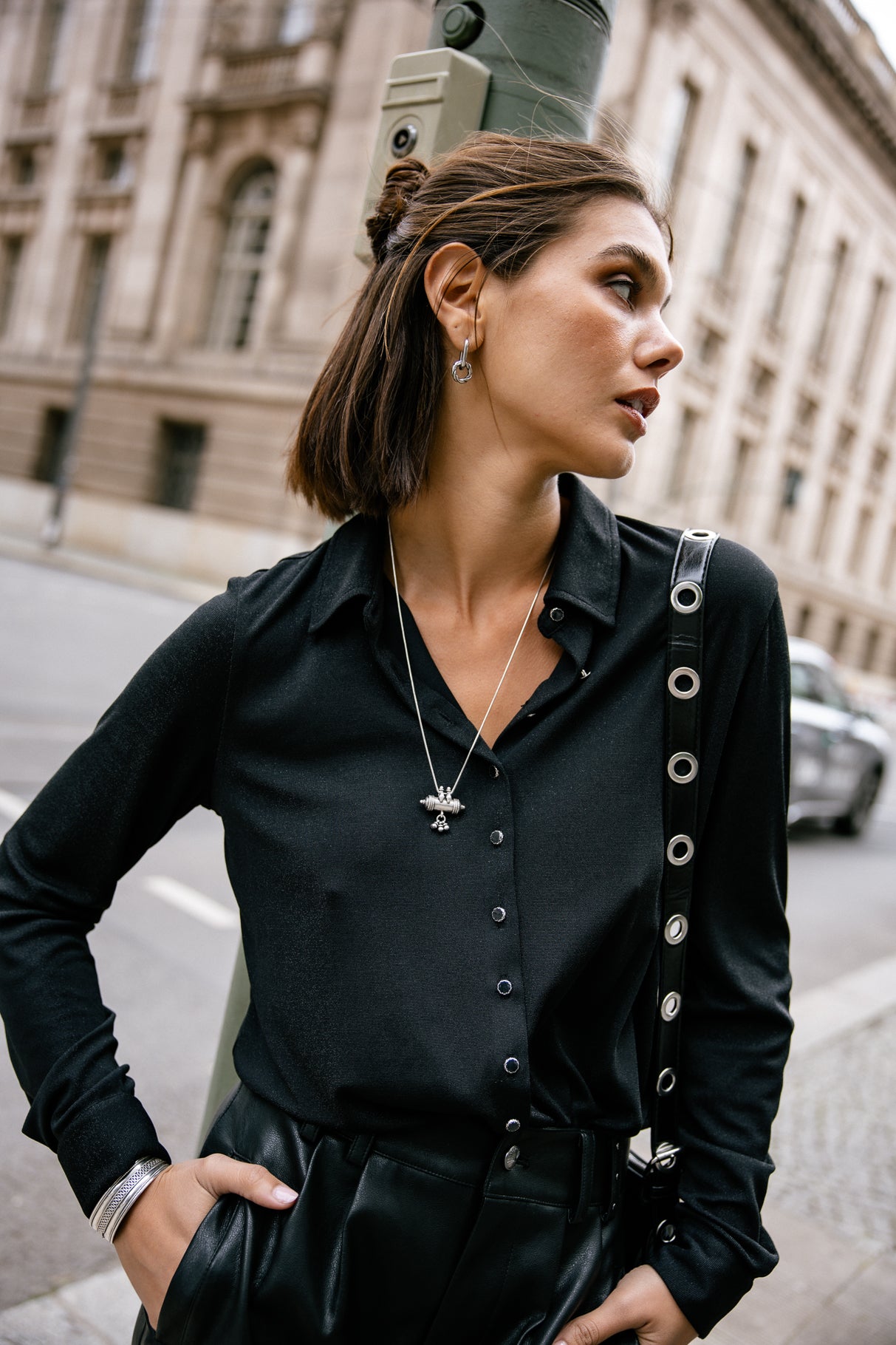 

Top avec lurex Woman Treel Shiny black | Freeman T. Porter