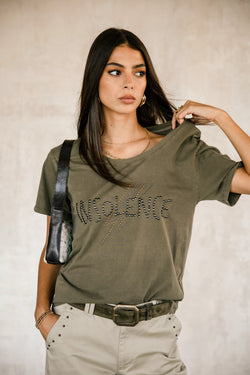 

Camiseta con tachuelas Mujer Trail Studs tea leaf | Freeman T. Porter