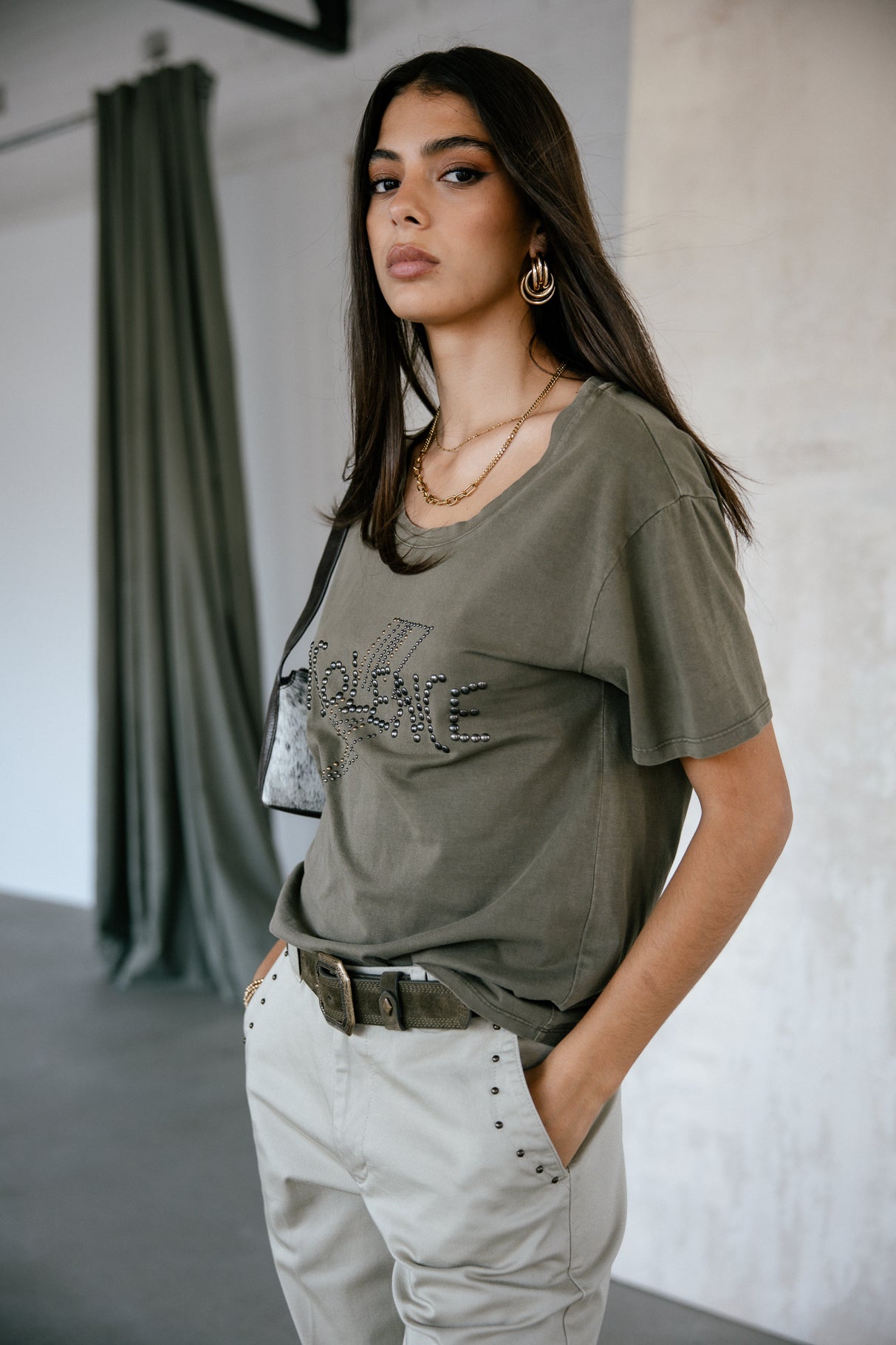 

T-shirt clouté Femme Trail Studs tea leaf | Freeman T. Porter