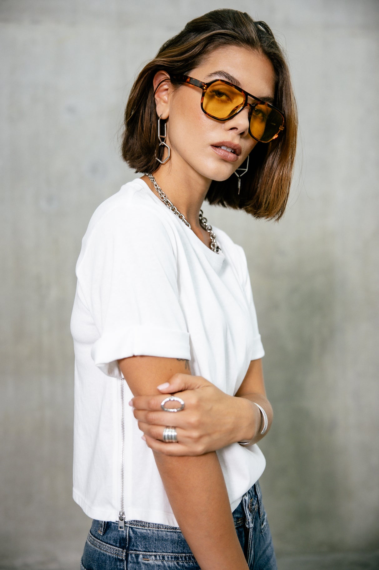 

T-shirt col rond Femme Tayane Zip white | Freeman T. Porter