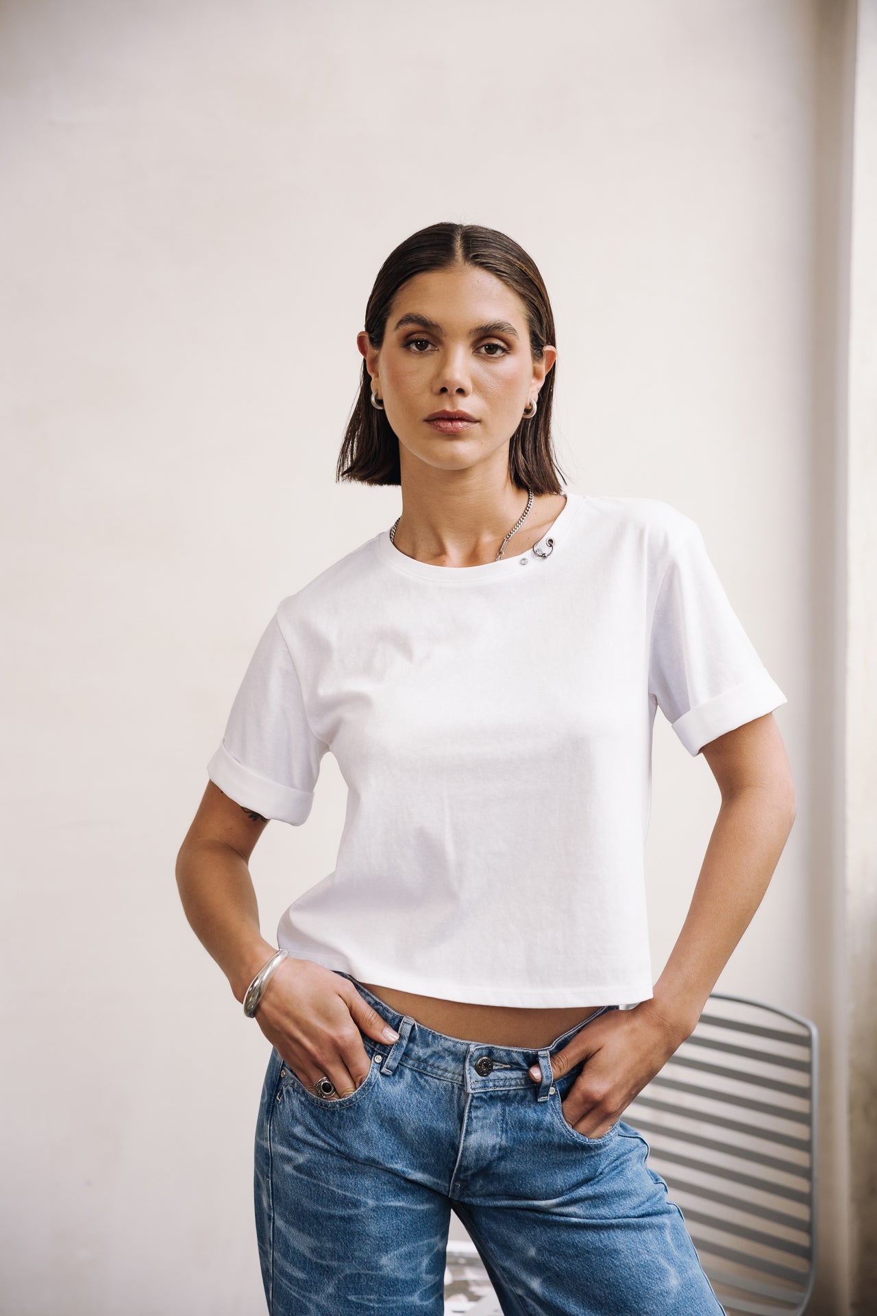 

T-shirt col rond Woman Tayane Zip white | Freeman T. Porter