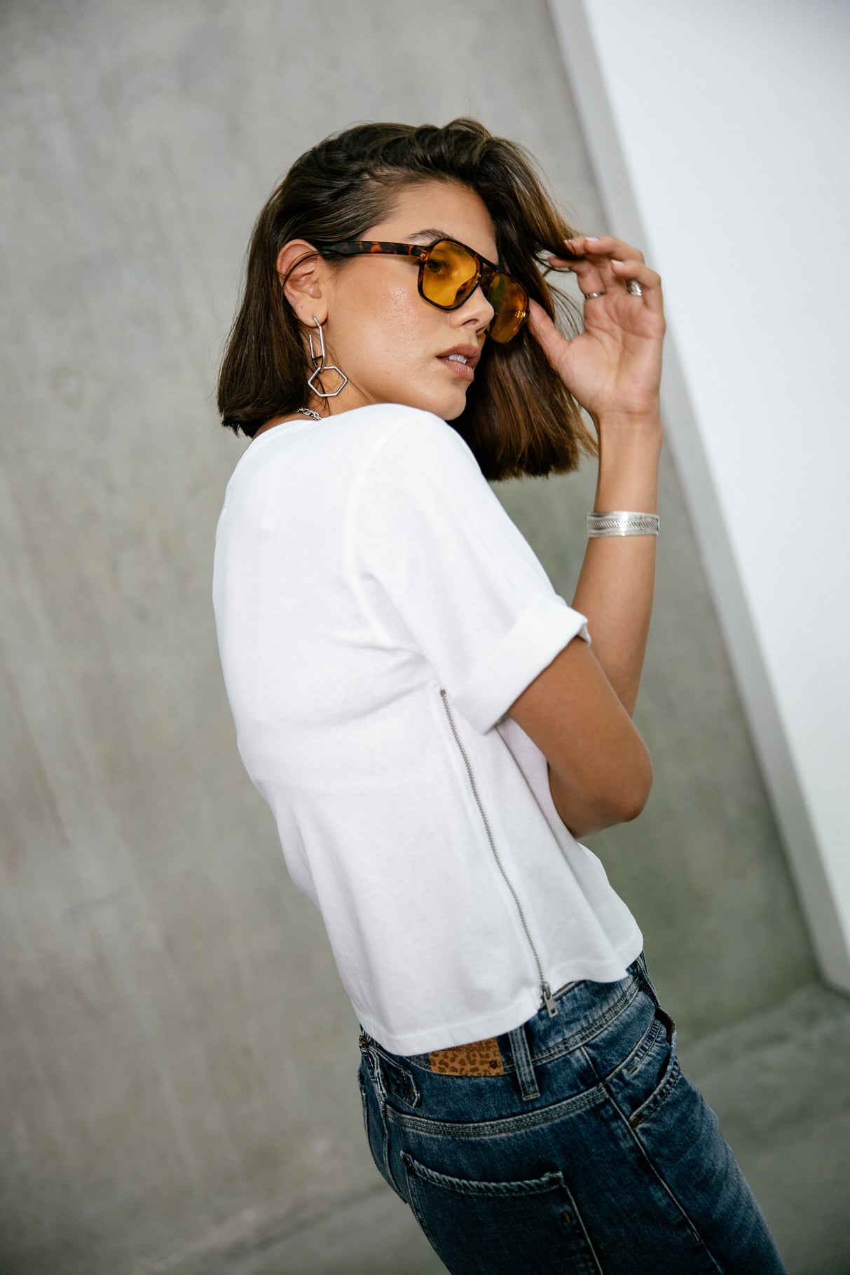 

T-shirt col rond Femme Tayane Zip white | Freeman T. Porter