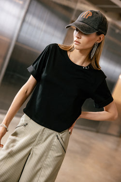 

T-Shirt mit Rundhalsausschnitt Damen Tayane Zip black | Freeman T. Porter