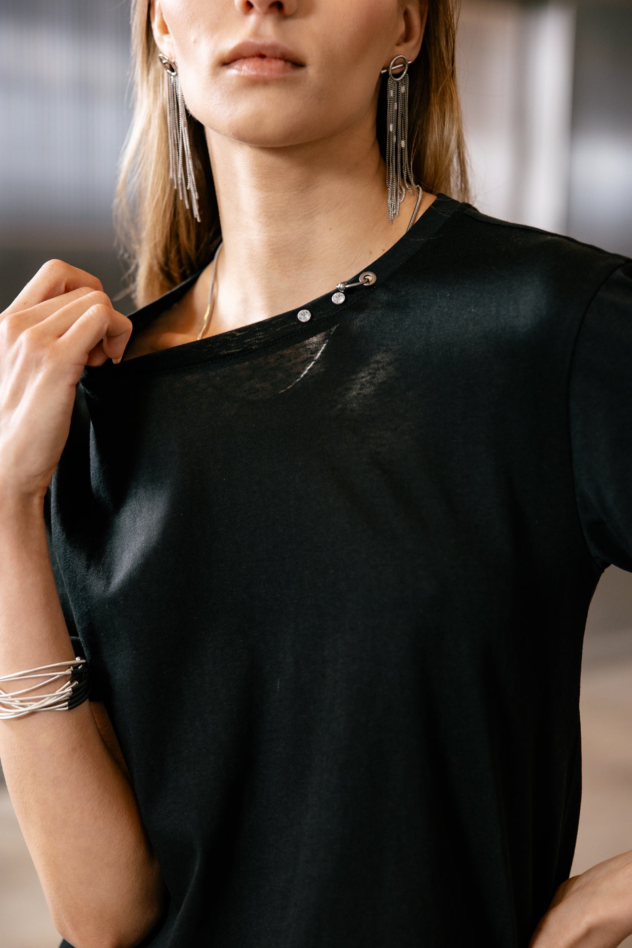 

Crew neck T-shirt Women Tayane Zip black | Freeman T. Porter