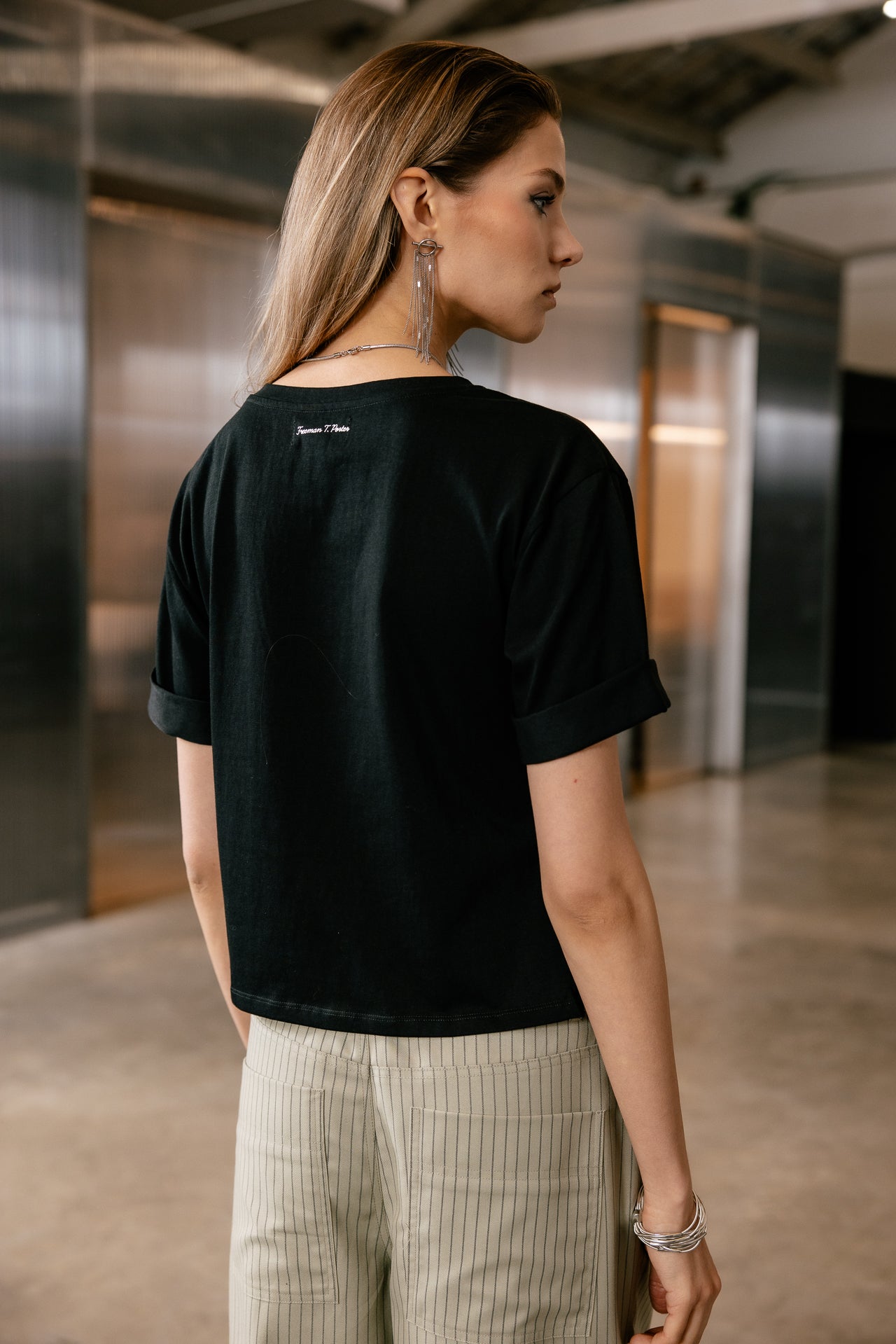 

Crew neck T-shirt Women Tayane Zip black | Freeman T. Porter