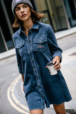 

Samt-Hemdblusenkleid Damen Rolly Velvet ink blue | Freeman T. Porter