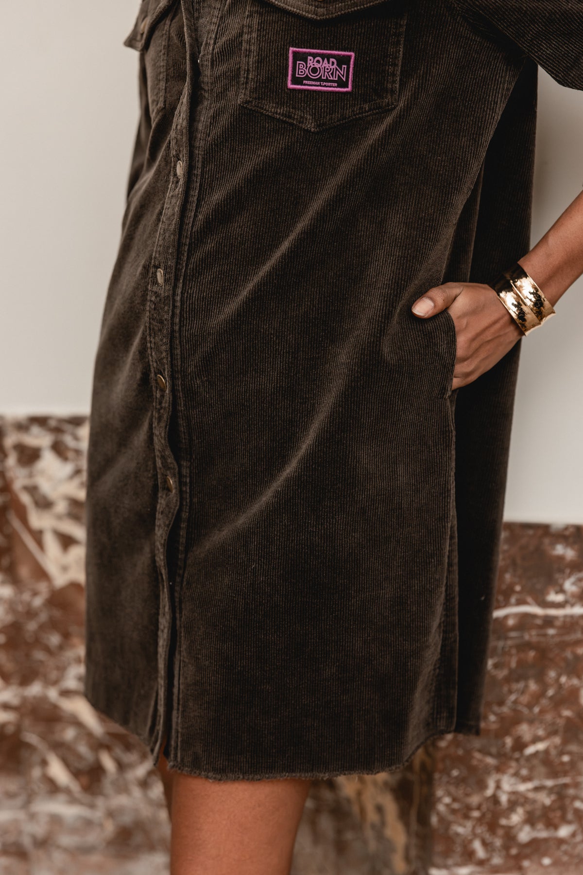 

Robe chemise en velours Femme Rolly Velvet chocolate torte | Freeman T. Porter