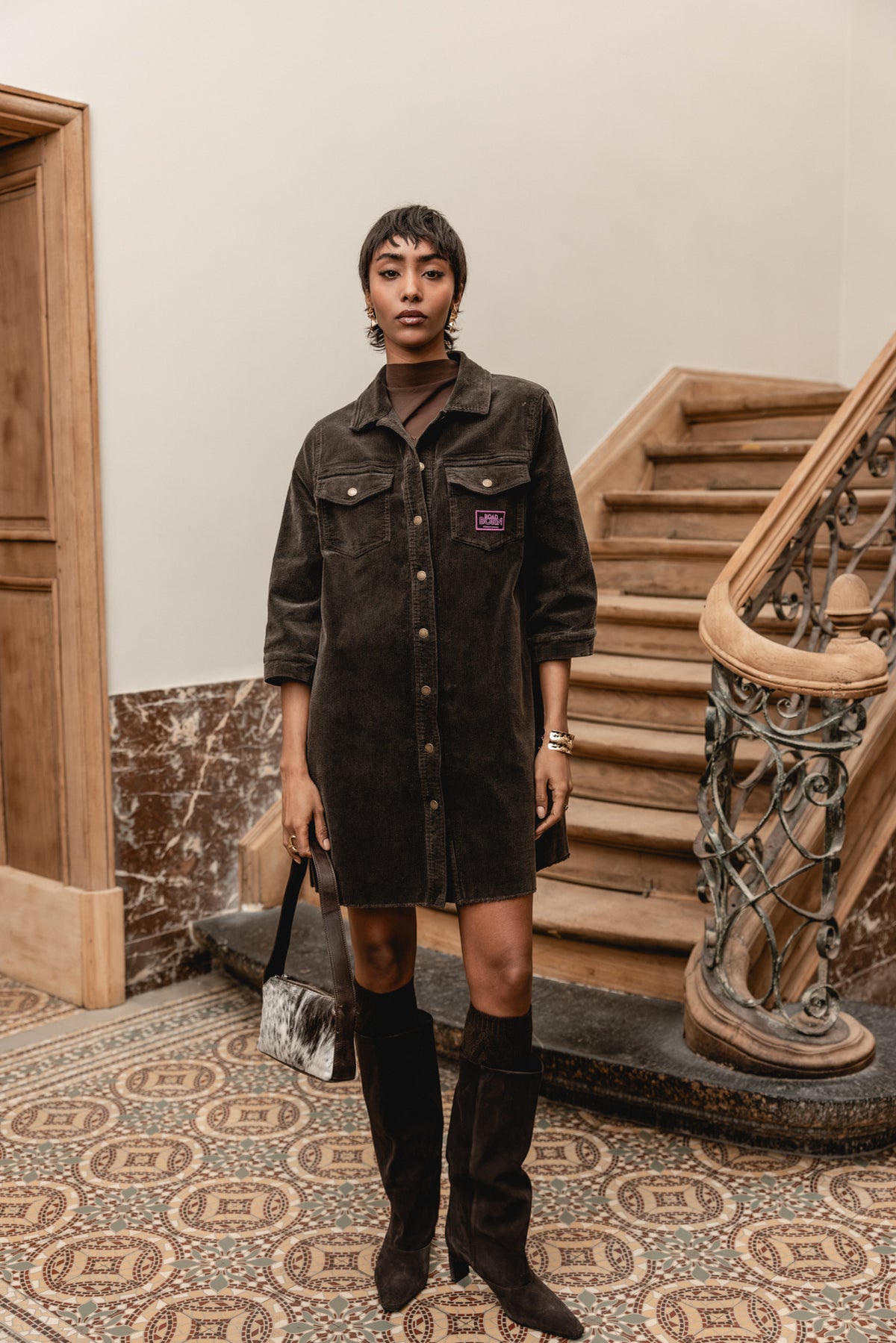 

Robe chemise en velours Femme Rolly Velvet chocolate torte | Freeman T. Porter
