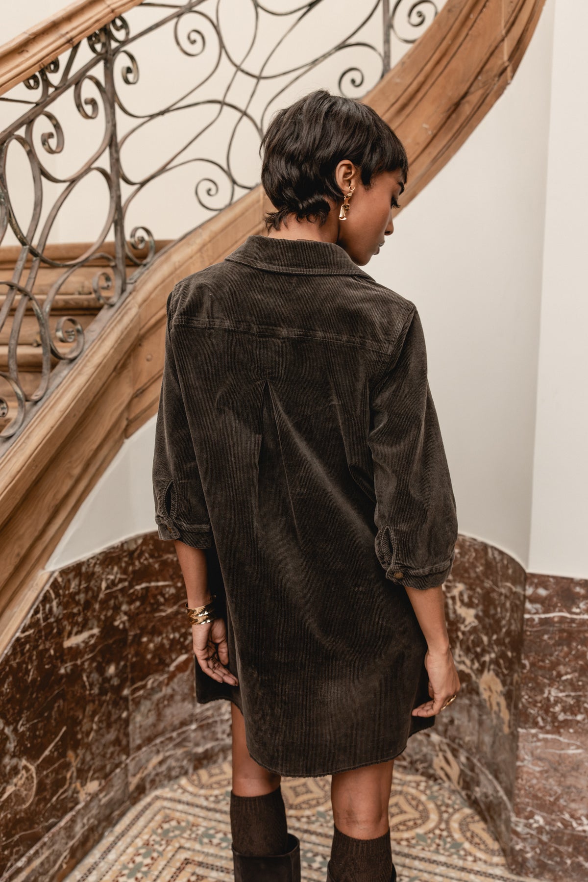 

Robe chemise en velours Femme Rolly Velvet chocolate torte | Freeman T. Porter