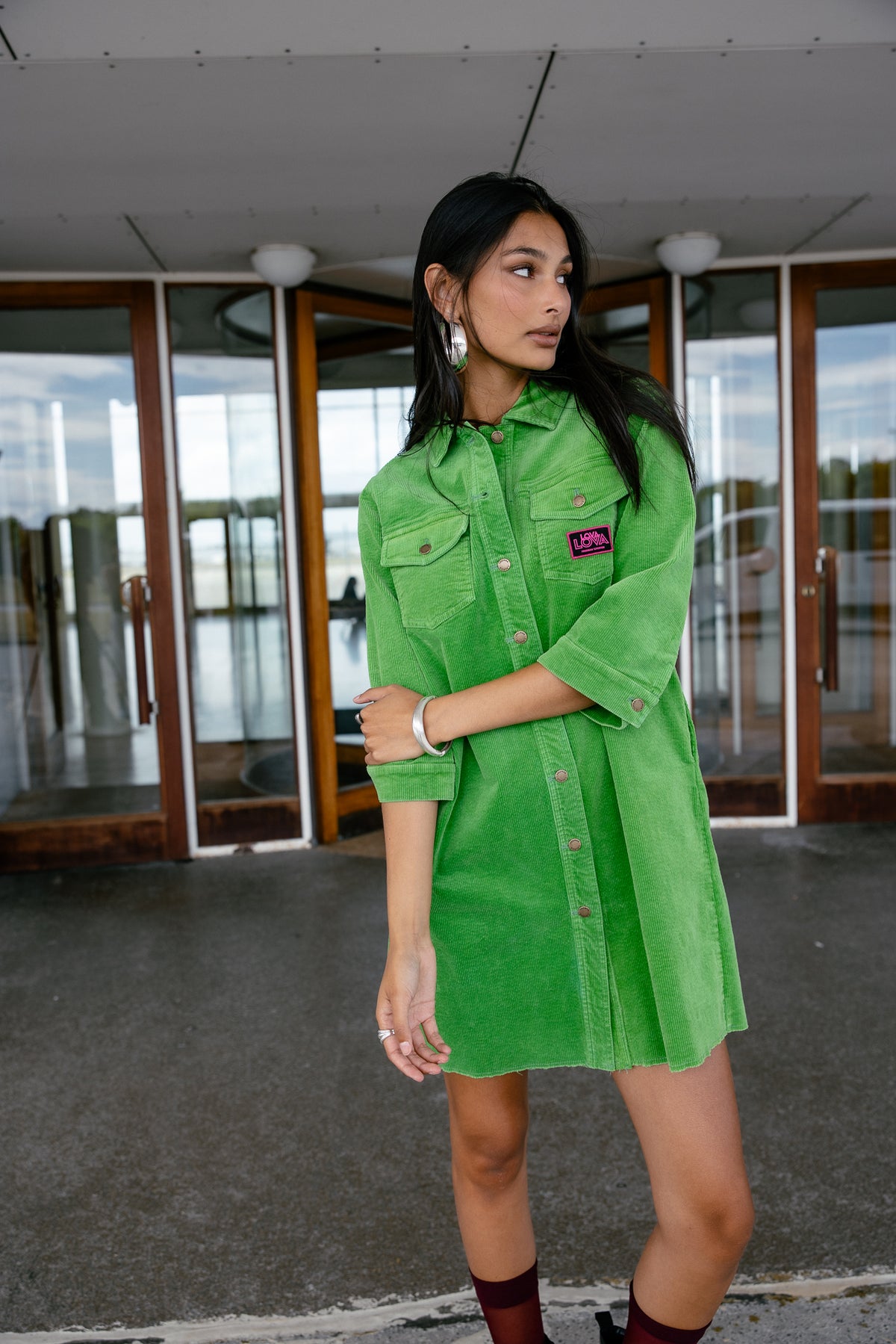 

Samt-Hemdblusenkleid Damen Rolly Velvet online lime | Freeman T. Porter