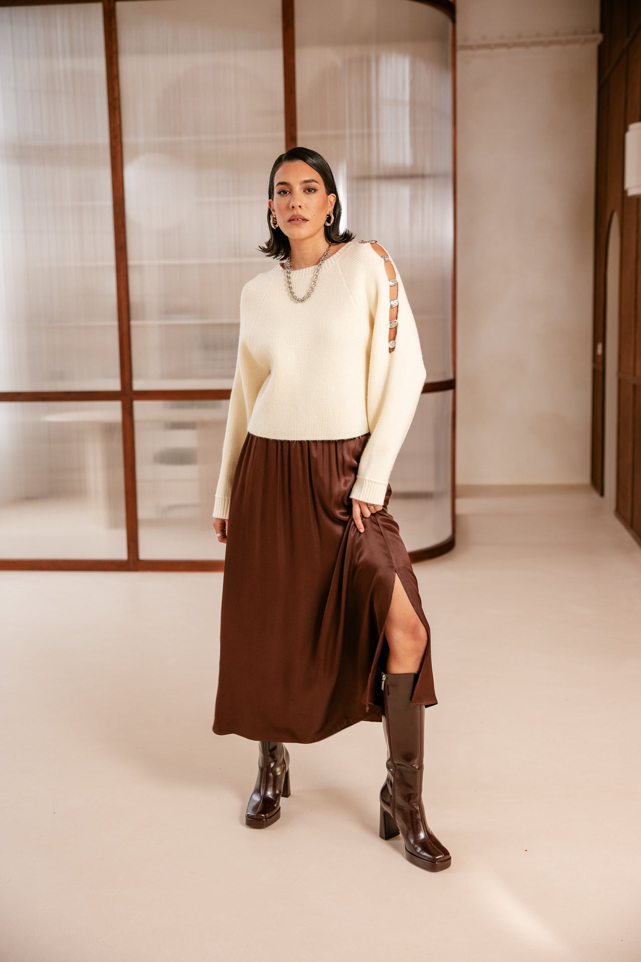 
              

Falda larga fluida Mujer Jendale Silk hot chocolate | Freeman T. Porter
            