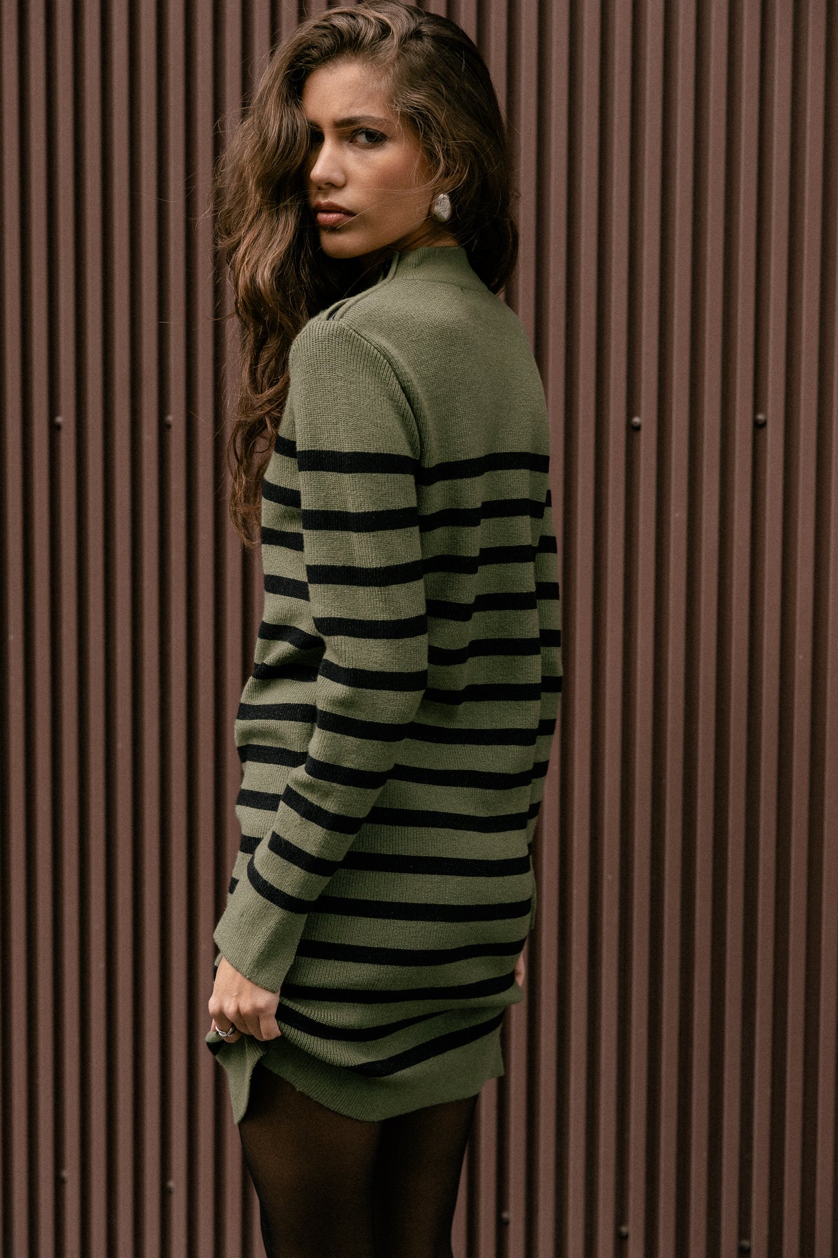 

Robe pull Femme Reliane Stripes Zip green moss | Freeman T. Porter
