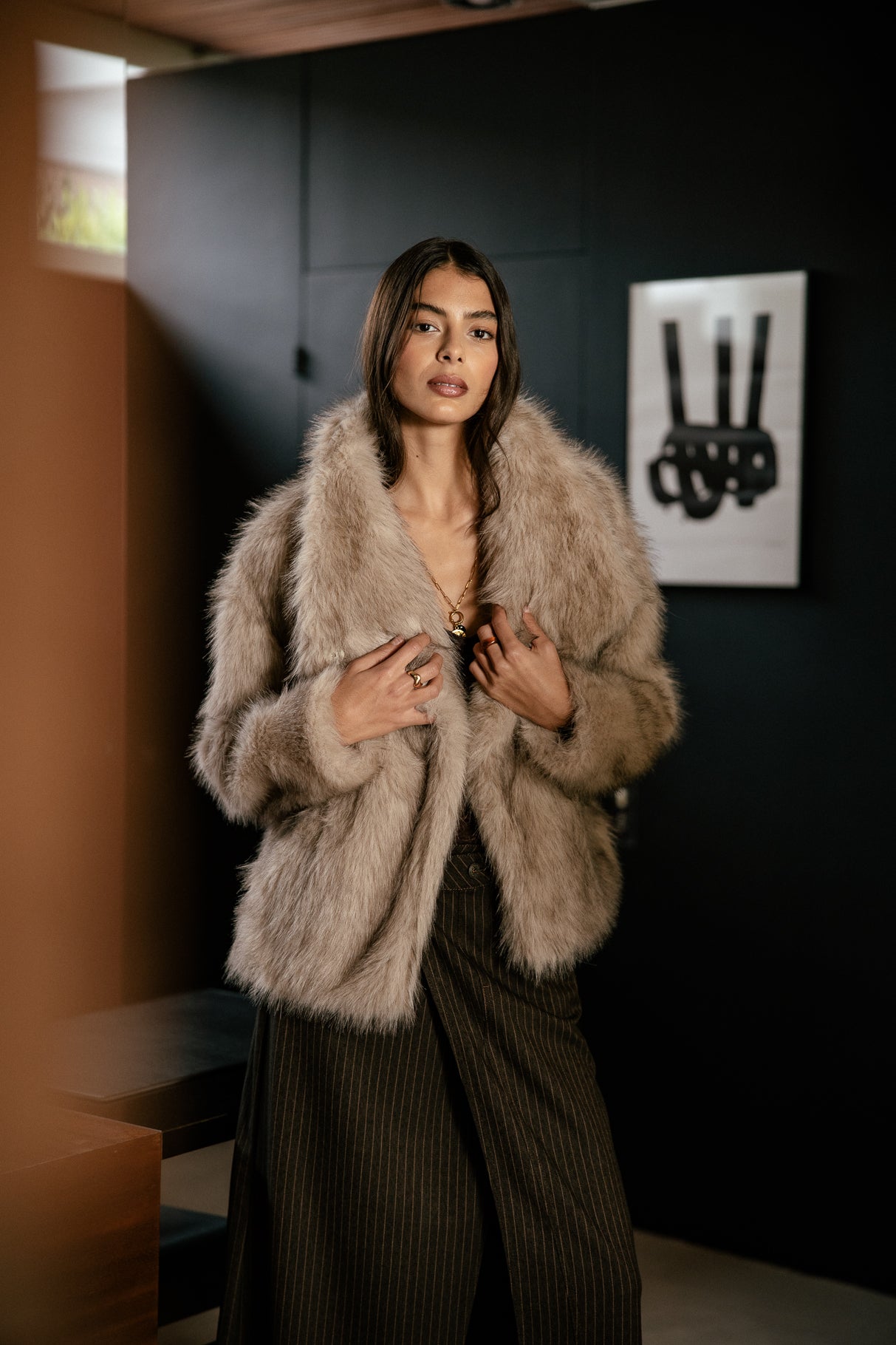 

Faux fur jacket Women Marbela Fur beige melange | Freeman T. Porter