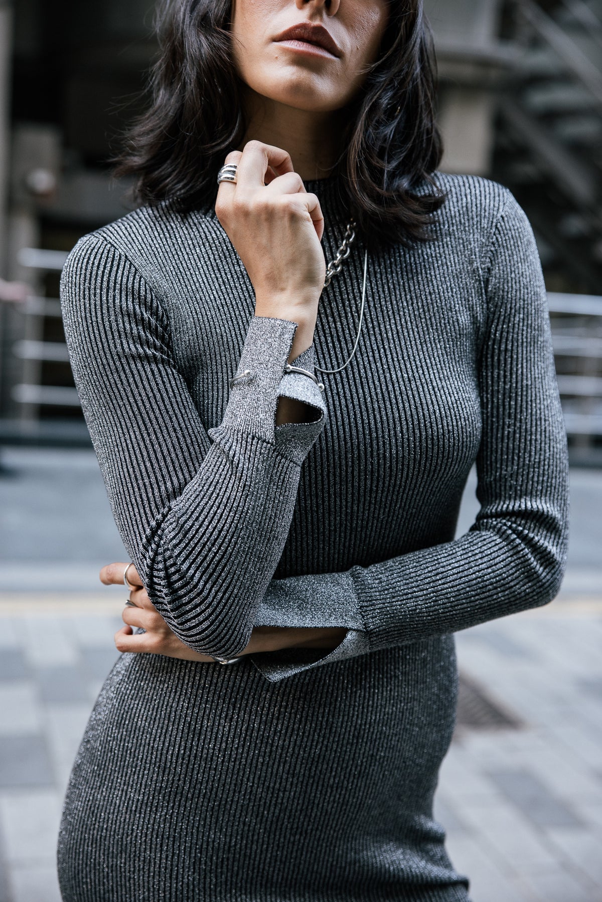 

Robe longue avec lurex Femme Toriane carbone | Freeman T. Porter