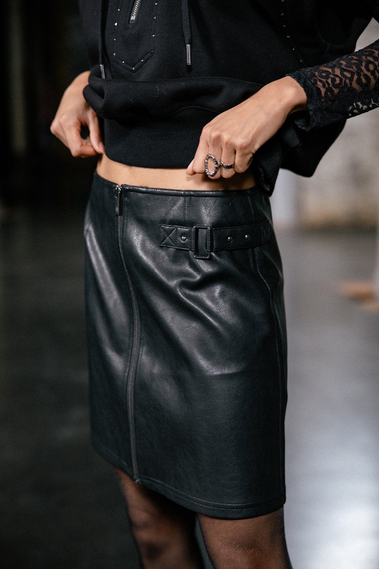 

Jupe en simili cuir Femme Zelou Biker black | Freeman T. Porter