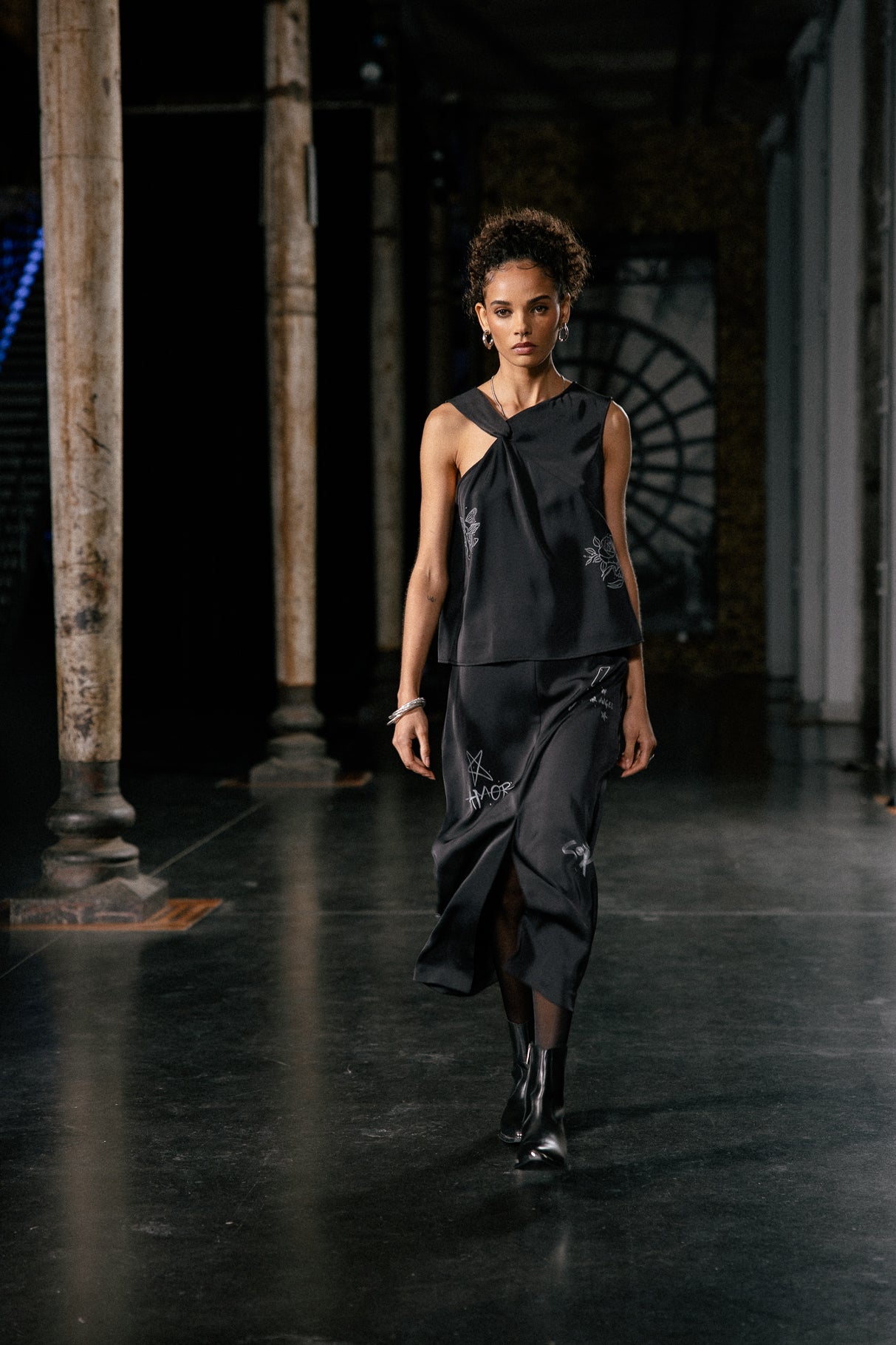 

Jupe en satin Femme Jossina Symbol black | Freeman T. Porter