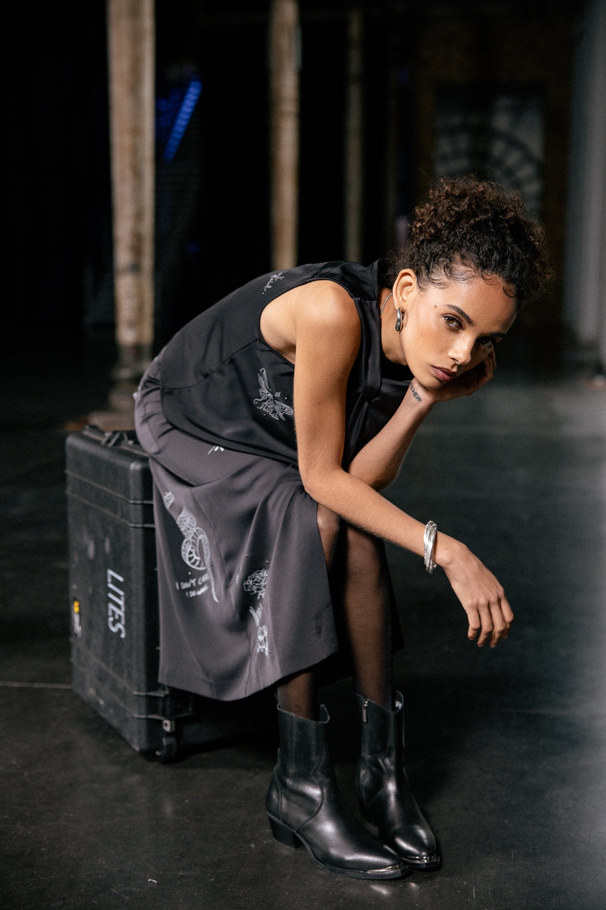 

Jupe en satin Femme Jossina Symbol black | Freeman T. Porter