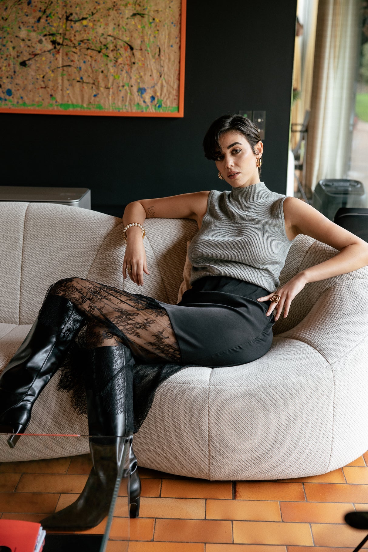 

Jupe satin et dentelle Femme Jarra black | Freeman T. Porter