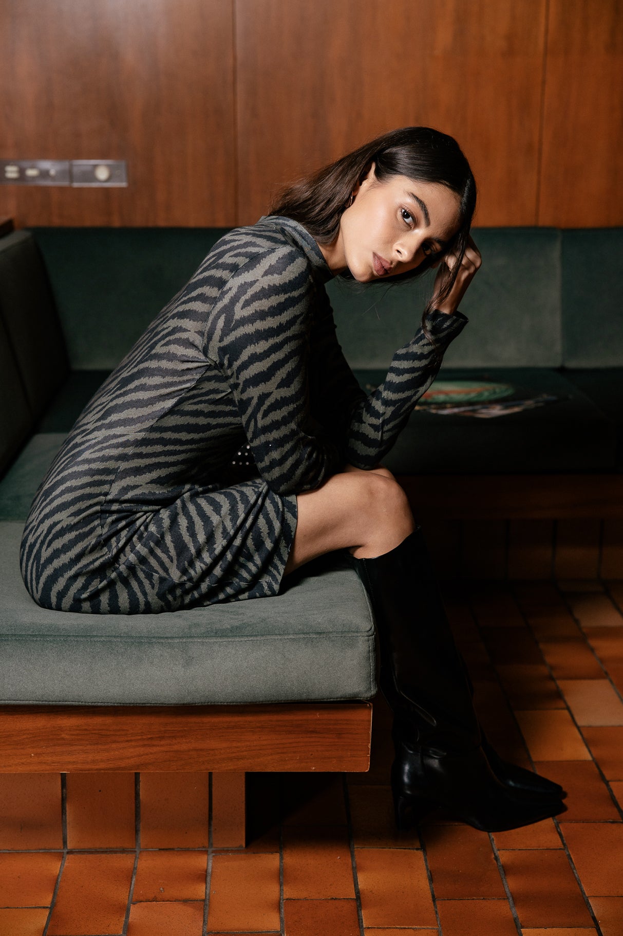 

Robe T-shirt imprimée Femme Titi Zebra Shades khaki print | Freeman T. Porter