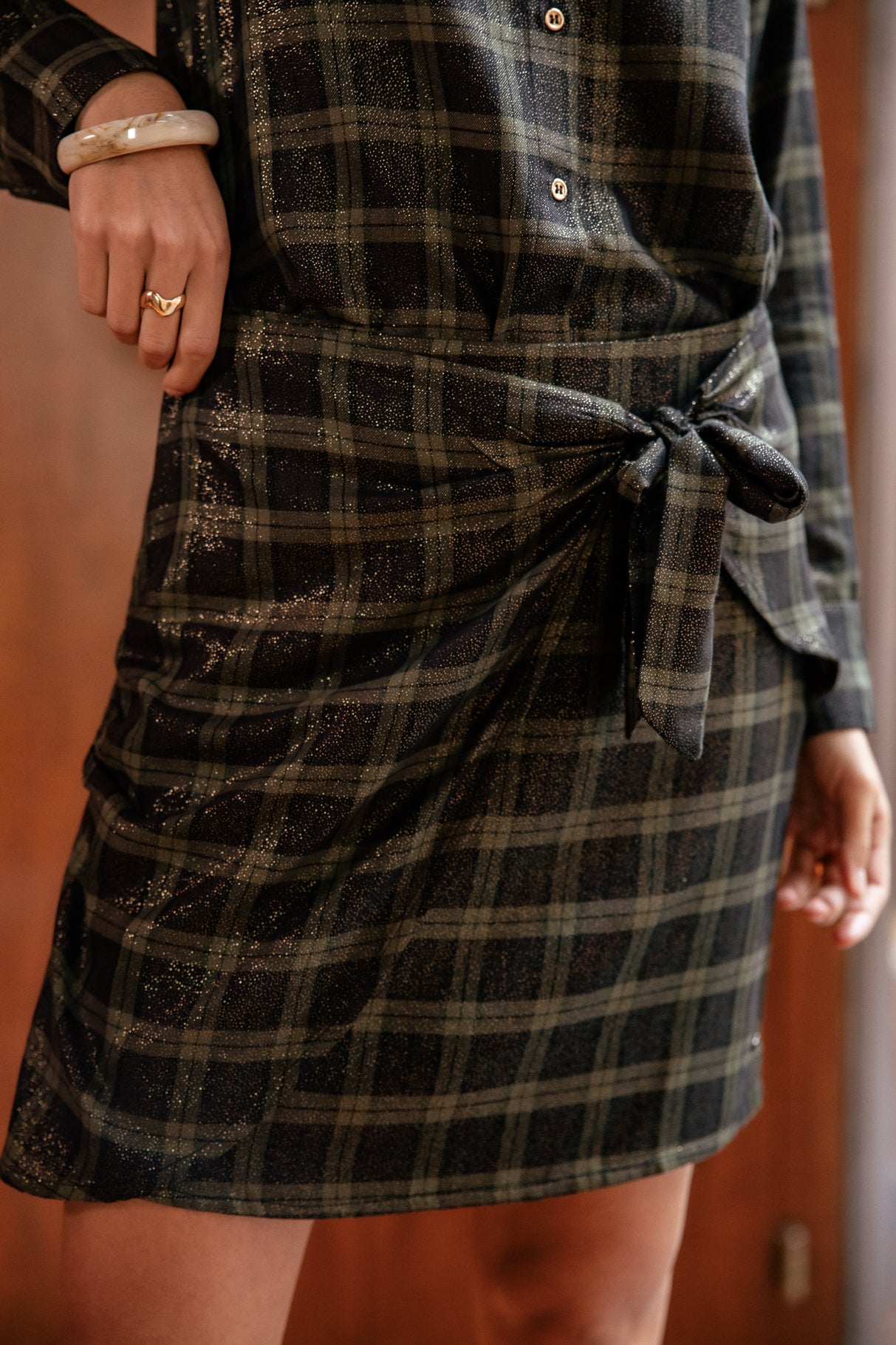   
            

Jupe à carreaux et lurex Femme Janny Glow khaki | Freeman T. Porter
          