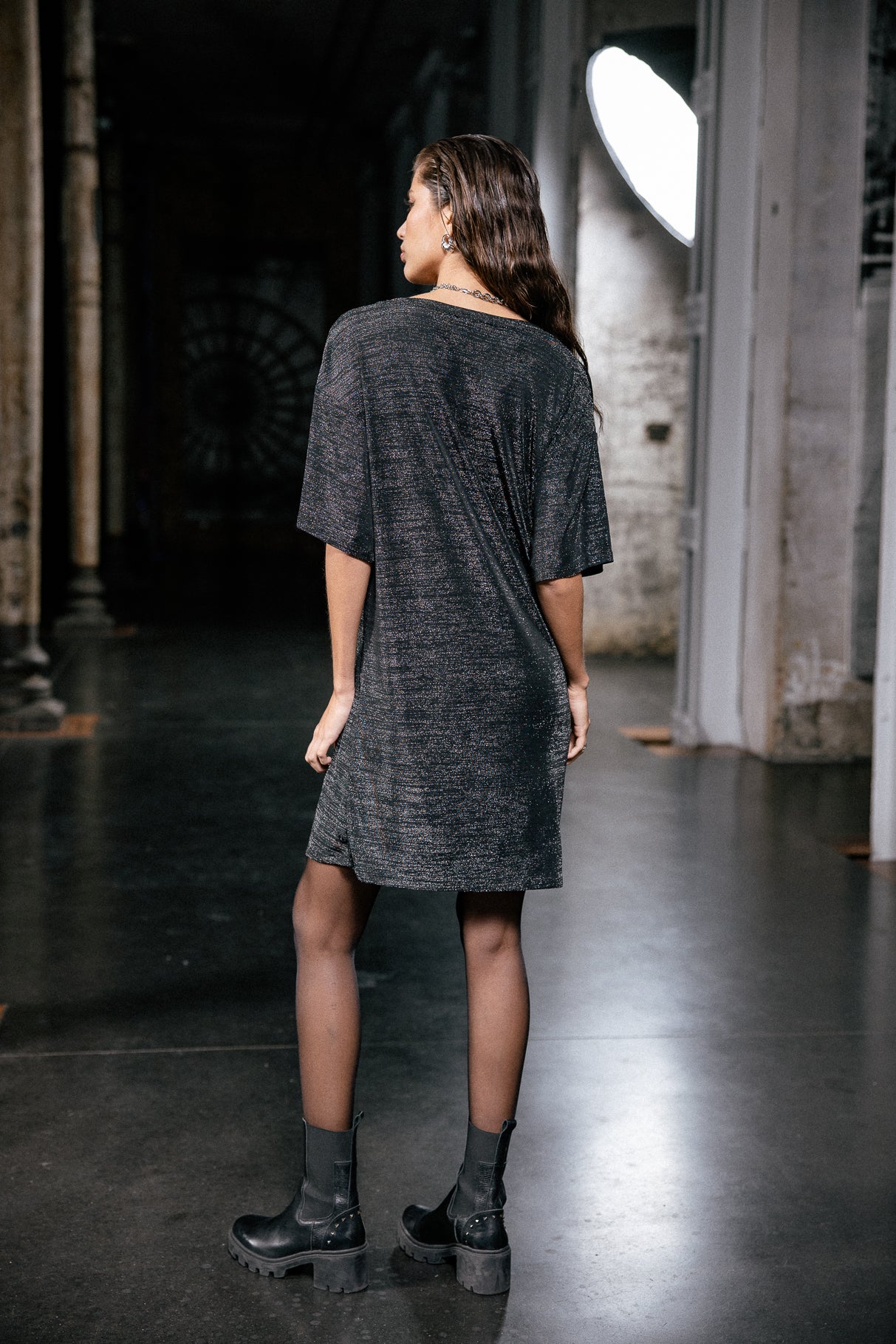 

Robe T-Shirt lurex Femme Robina Shiny silver black | Freeman T. Porter