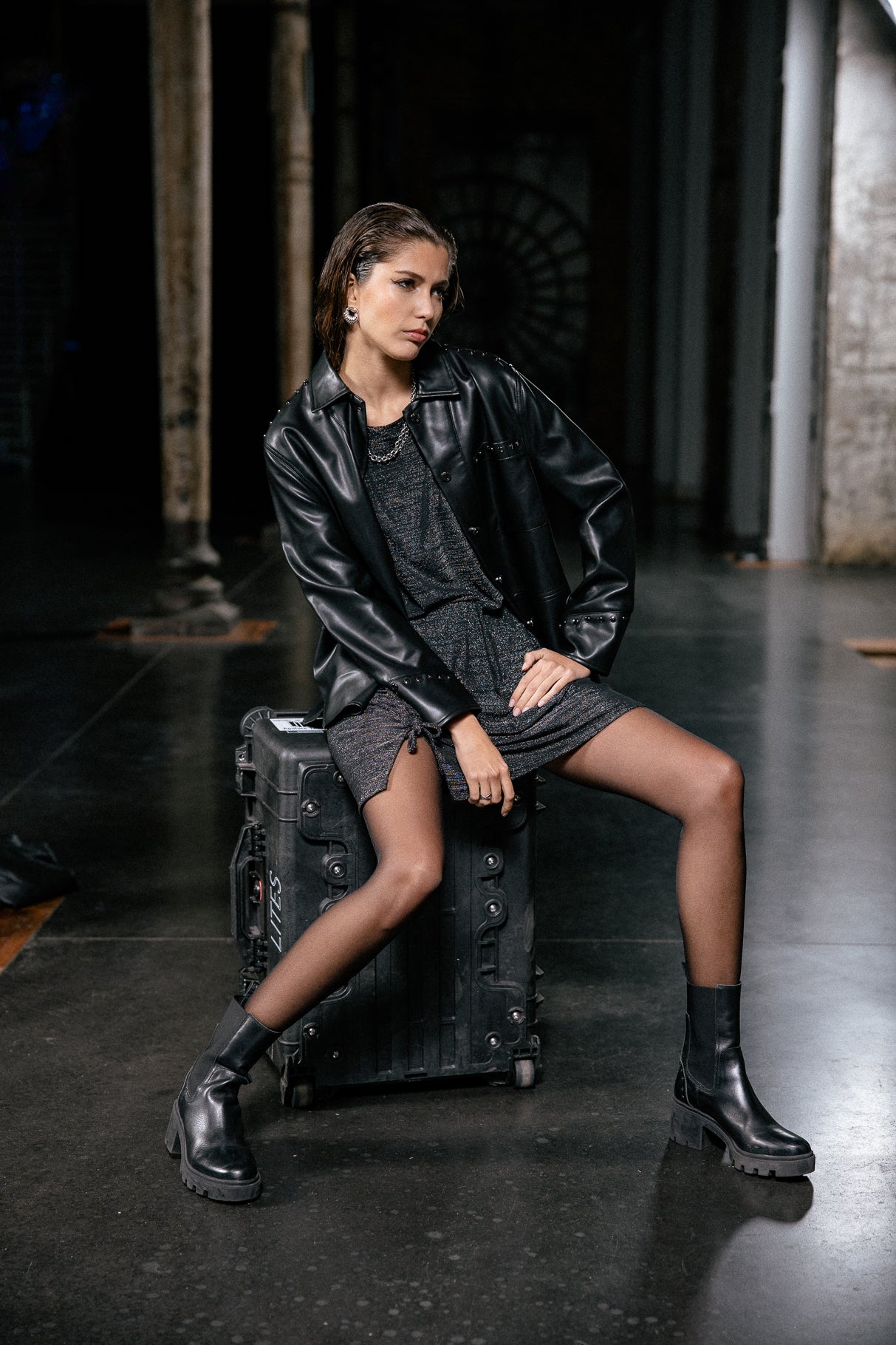 

Robe T-Shirt lurex Femme Robina Shiny silver black | Freeman T. Porter