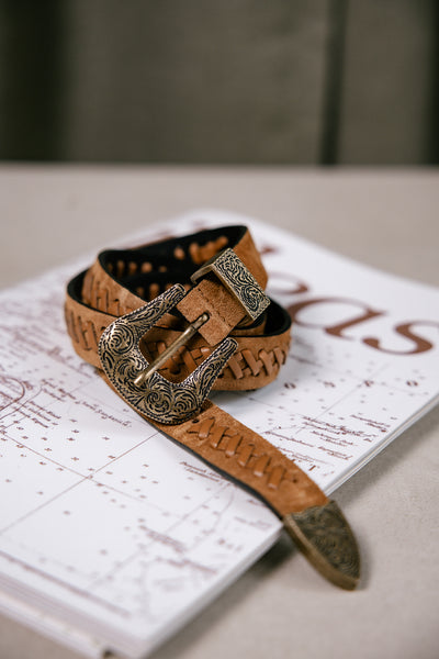 Ceinture Large En Cuir Clair Gloria Von Petar - Taille 85 - Occasion Très Bon État