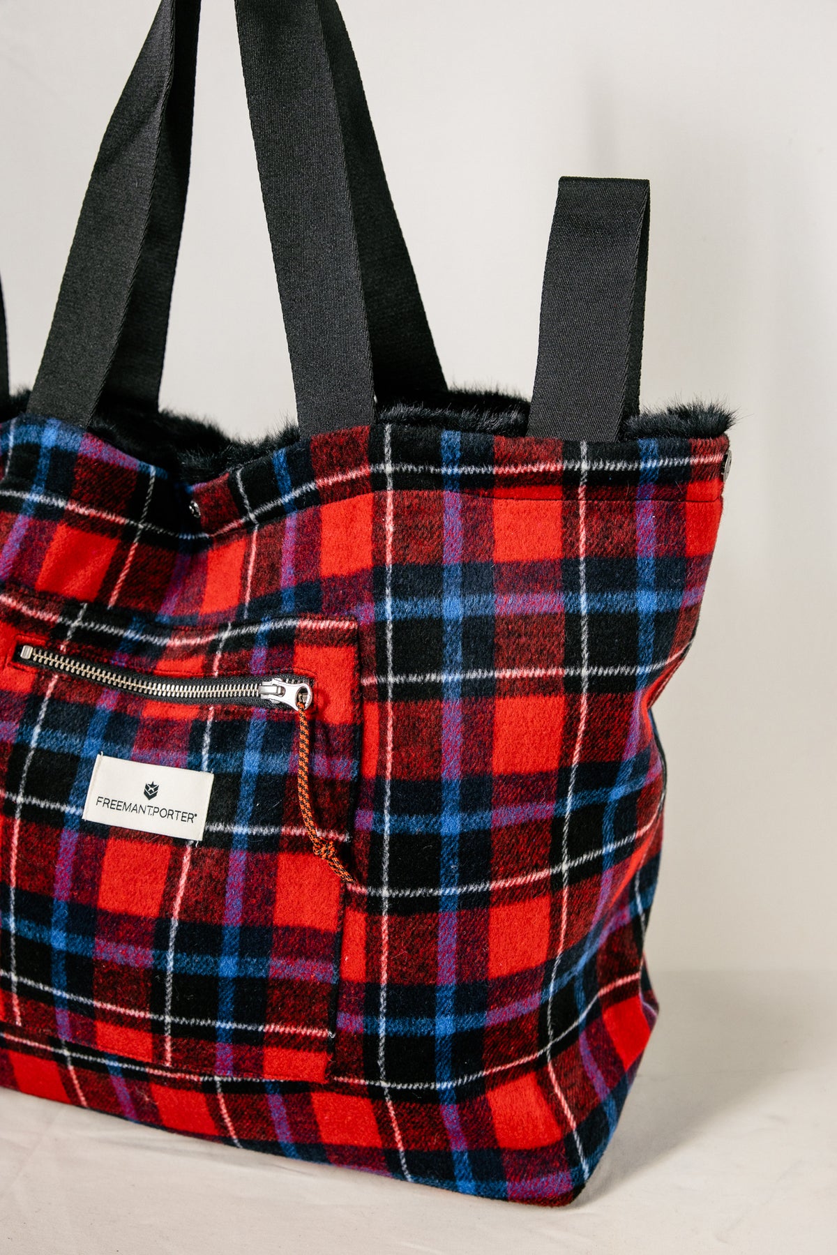 

Tote bag reversível efeito pelo/xadrez Mulher Coletta Fur black | Freeman T. Porter