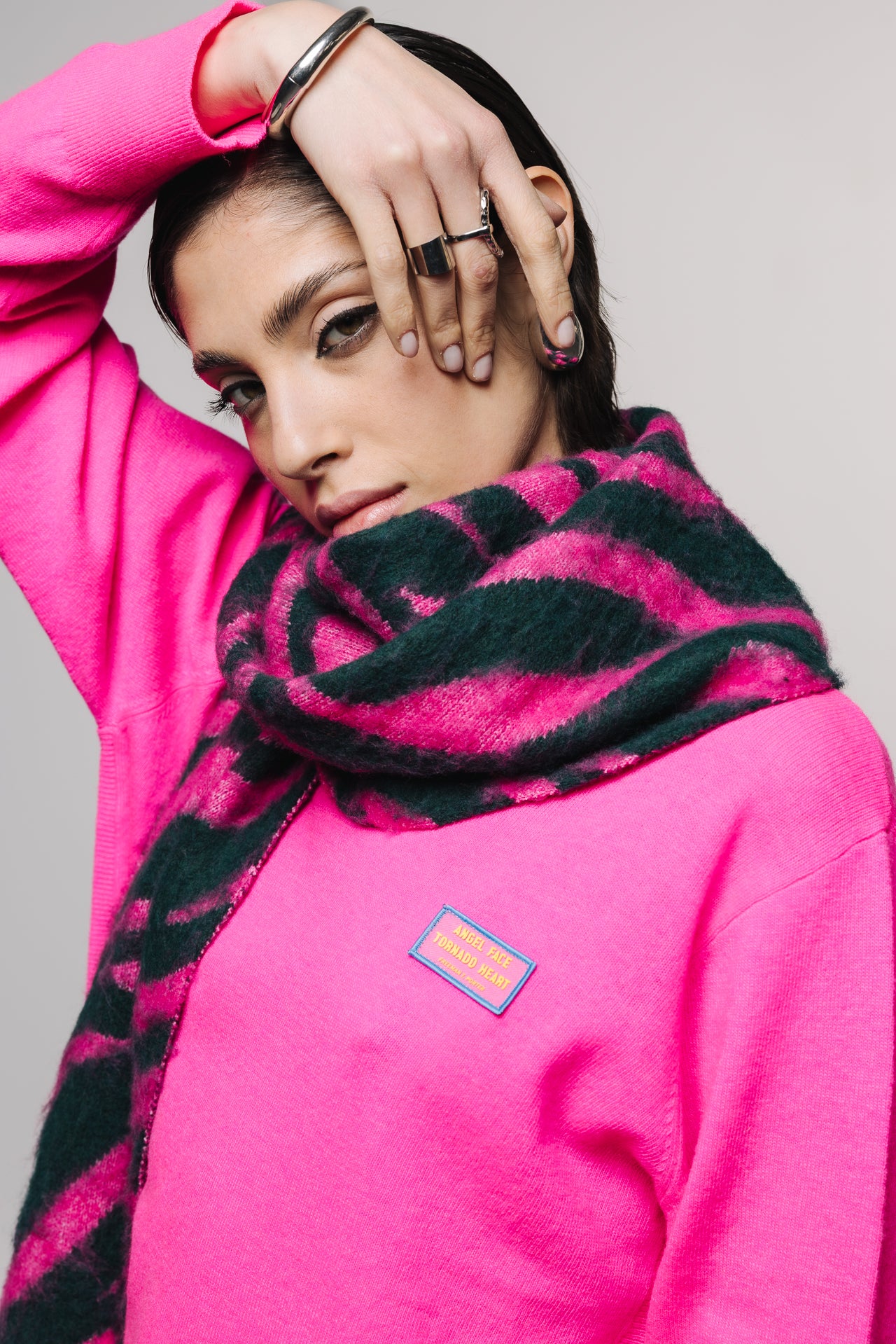 

Écharpe jacquard Femme Pario Zebra pink / green | Freeman T. Porter