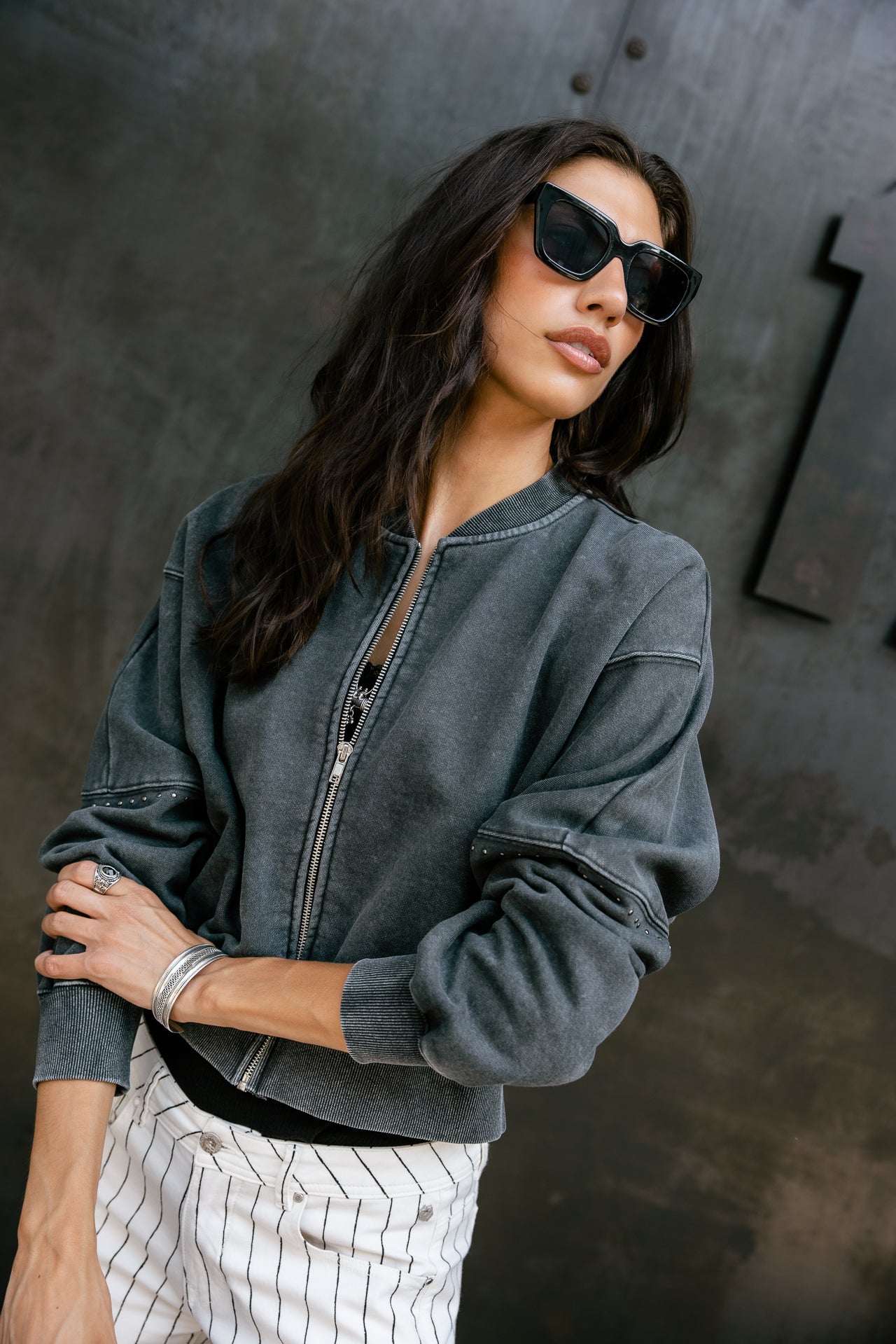 

Loose zip-up jacket Women Solome old black | Freeman T. Porter