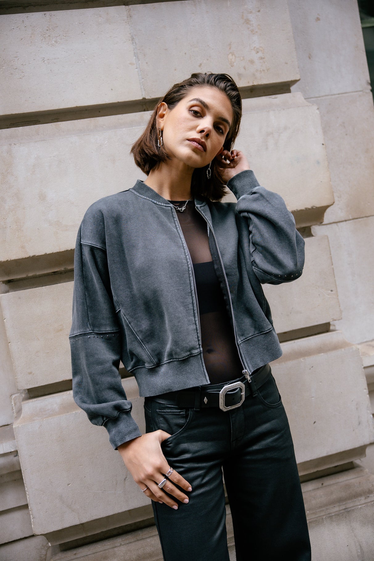 

Veste ample zippée Femme Solome old black | Freeman T. Porter