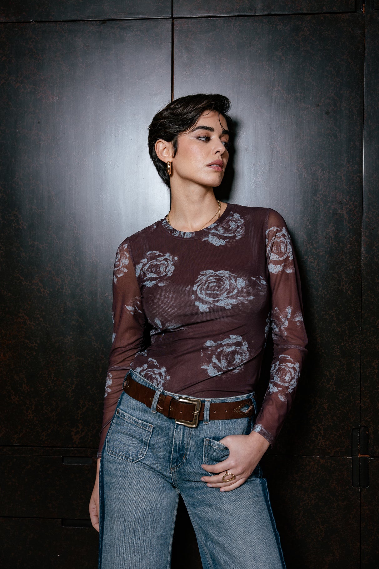 

T-shirt ajusté en mesh Femme Tera Floating Leaf original | Freeman T. Porter