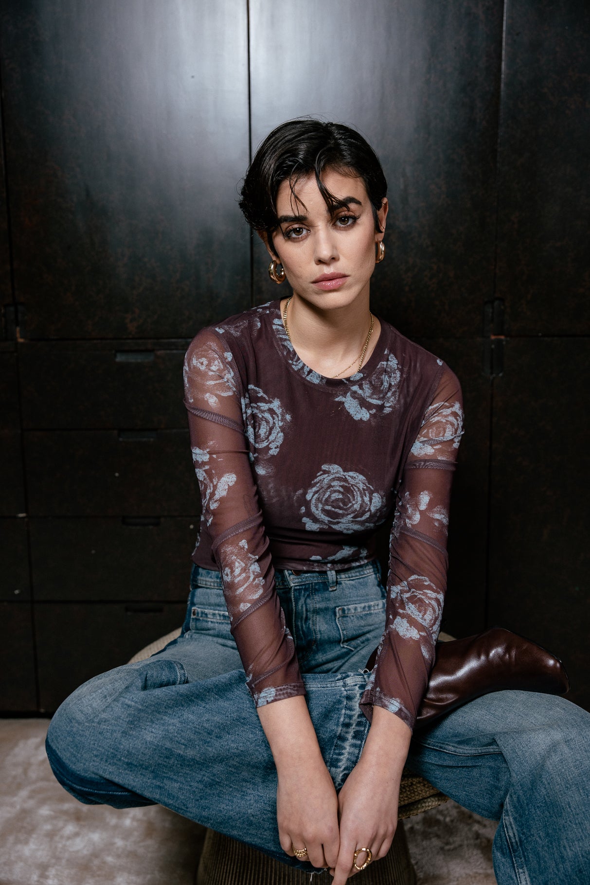 

T-shirt ajusté en mesh Femme Tera Floating Leaf original | Freeman T. Porter