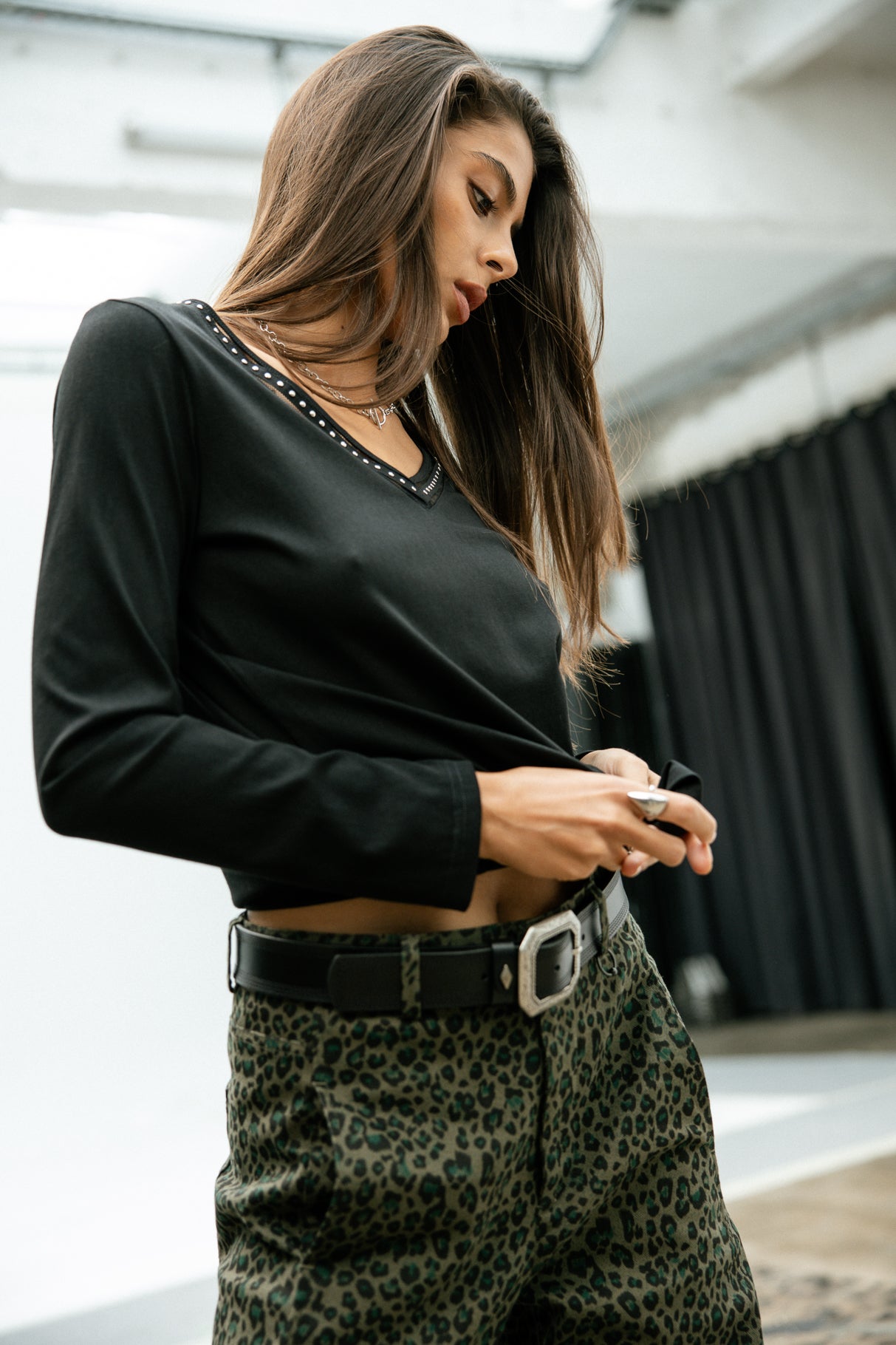 

T-shirt avec rivets Femme Torina Studs black | Freeman T. Porter