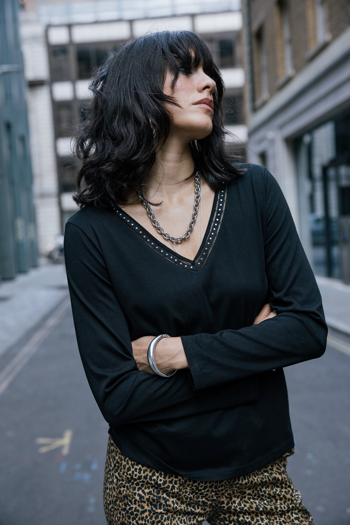 

T-shirt avec rivets Femme Torina Studs black | Freeman T. Porter