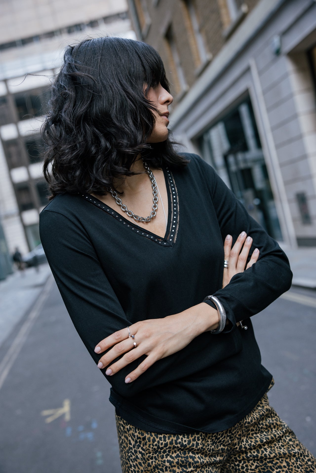 

T-shirt avec rivets Femme Torina Studs black | Freeman T. Porter