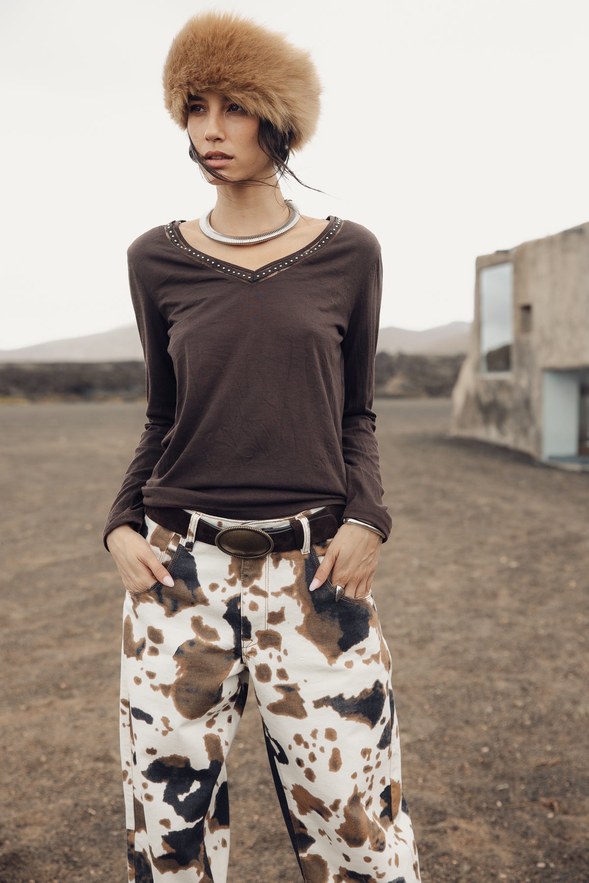 

T-Shirt mit Nieten Damen Torina Studs chocolate torte | Freeman T. Porter