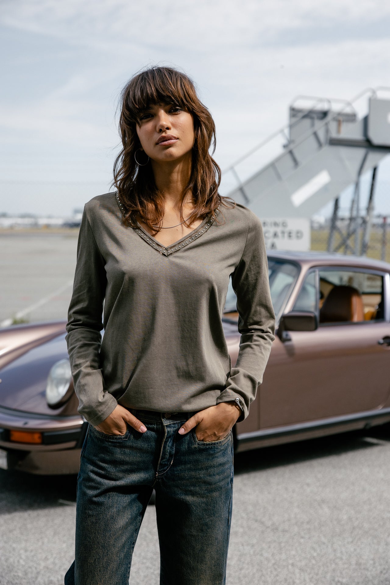 

T-shirt avec rivets Femme Torina Studs dusky green | Freeman T. Porter