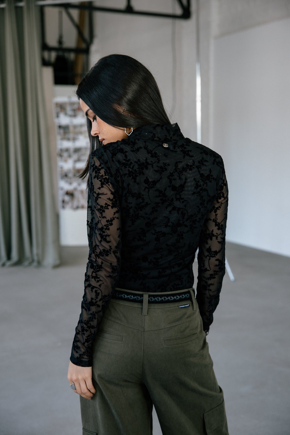 

Top en résille imprimée Mujer Thylane Flowers black | Freeman T. Porter