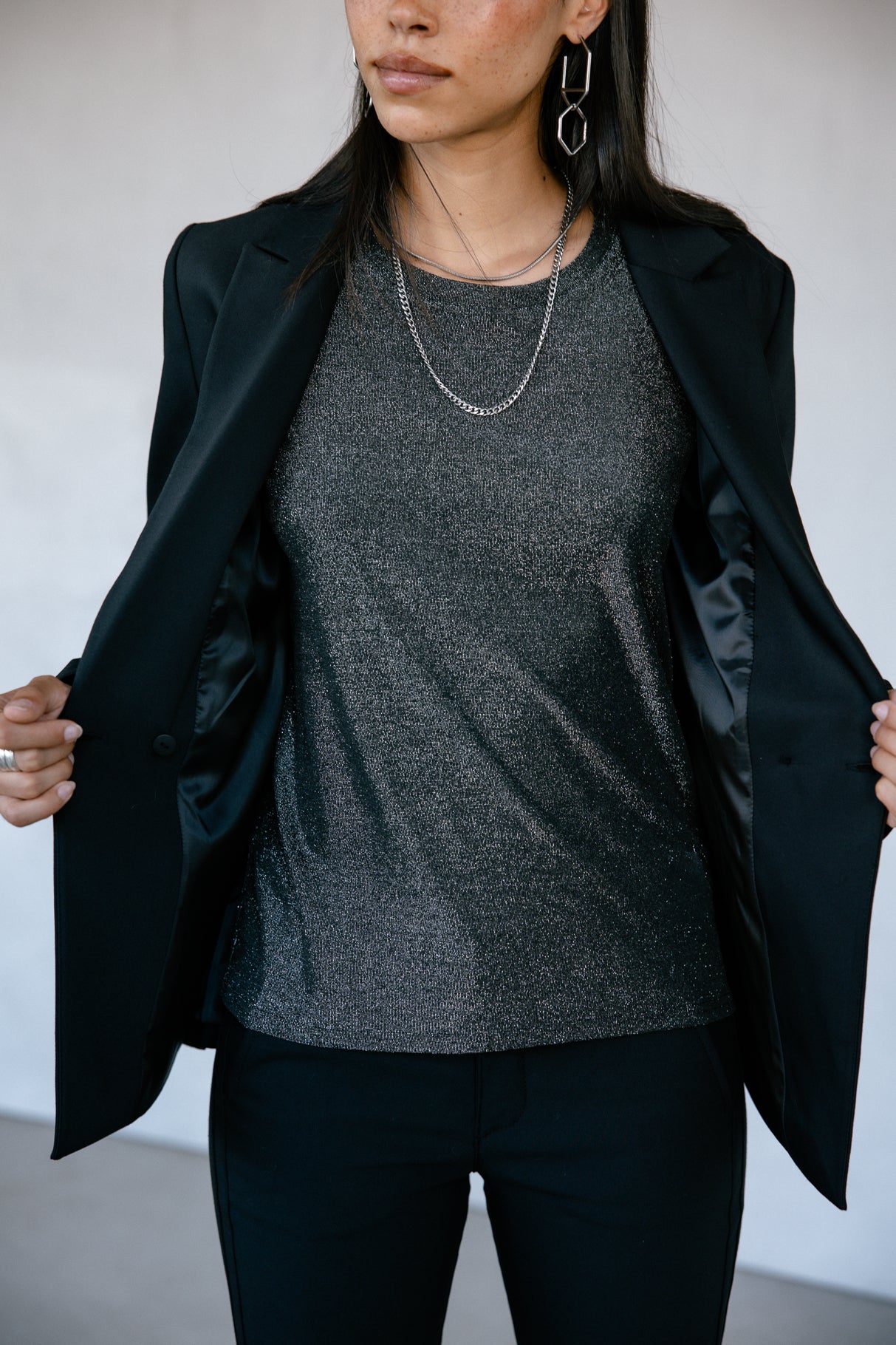 

T-shirt lurex Woman Tachina Shiny gun metal | Freeman T. Porter