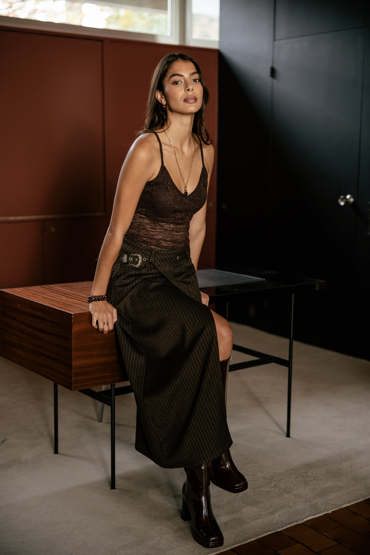 

Top en dentelle  Femme Dizzi Flower brown | Freeman T. Porter