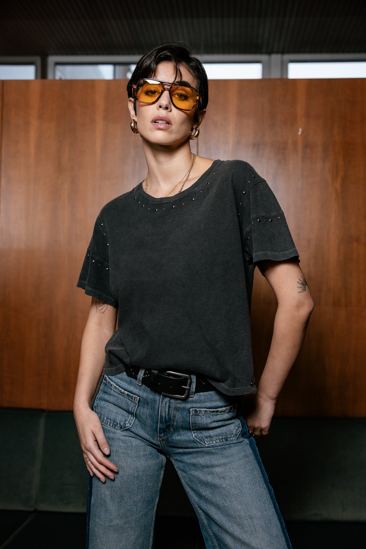 
              

T-Shirt détails cloutés Femme Typio Studs black | Freeman T. Porter
            