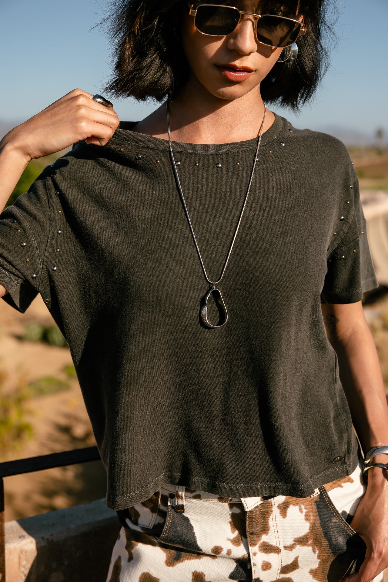 

T-Shirt détails cloutés Femme Typio Studs black | Freeman T. Porter