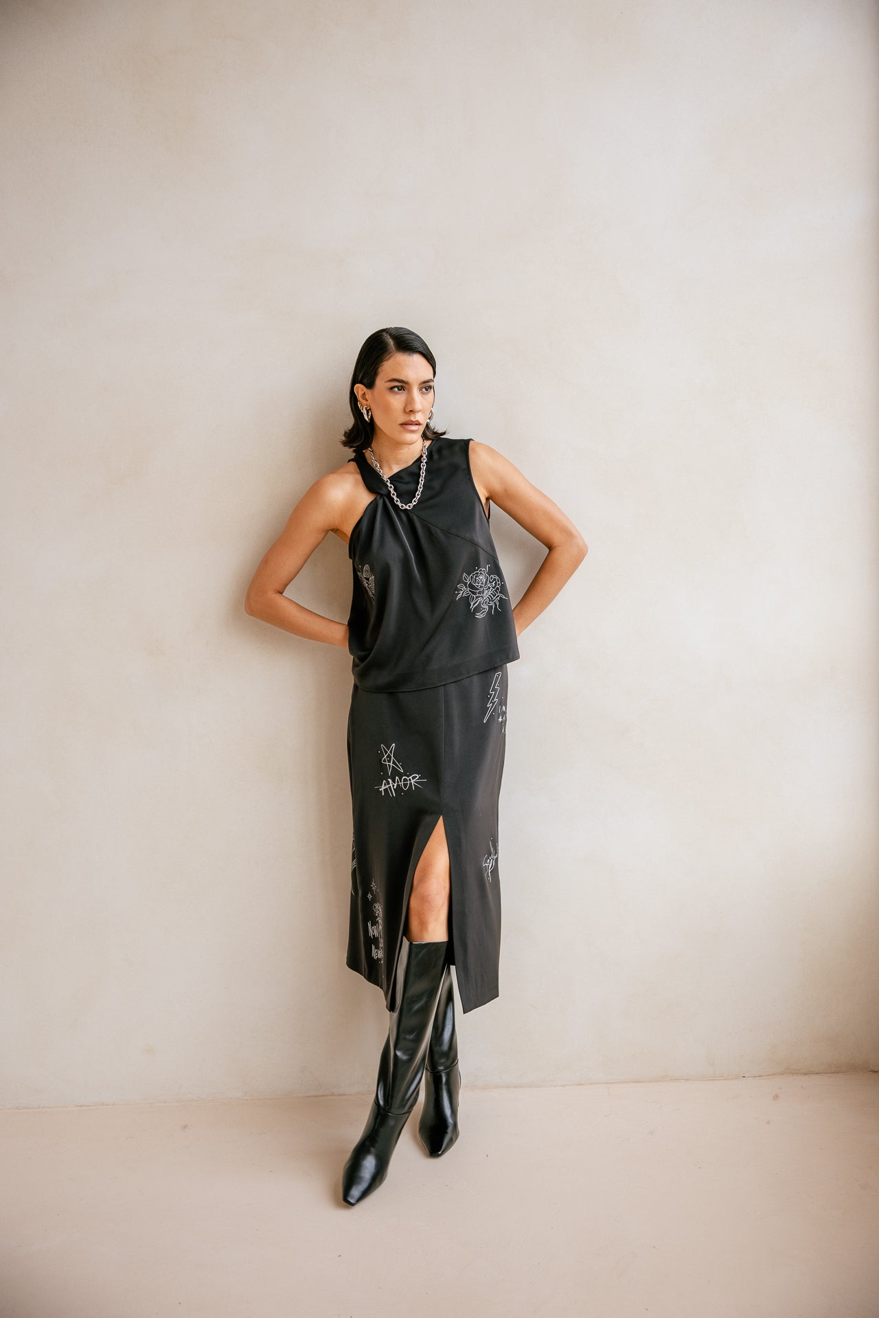 

Asymmetrical satin top Women Topik Symbol black | Freeman T. Porter