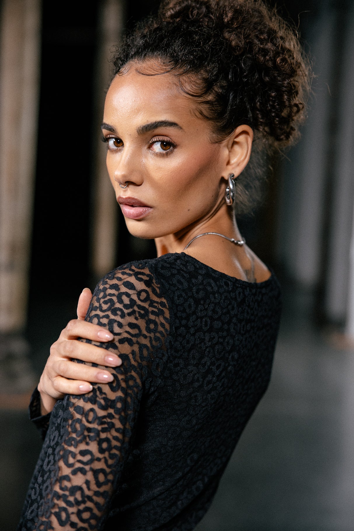 

T-shirt ajusté en dentelle Femme Tanzy Leo Lace black | Freeman T. Porter