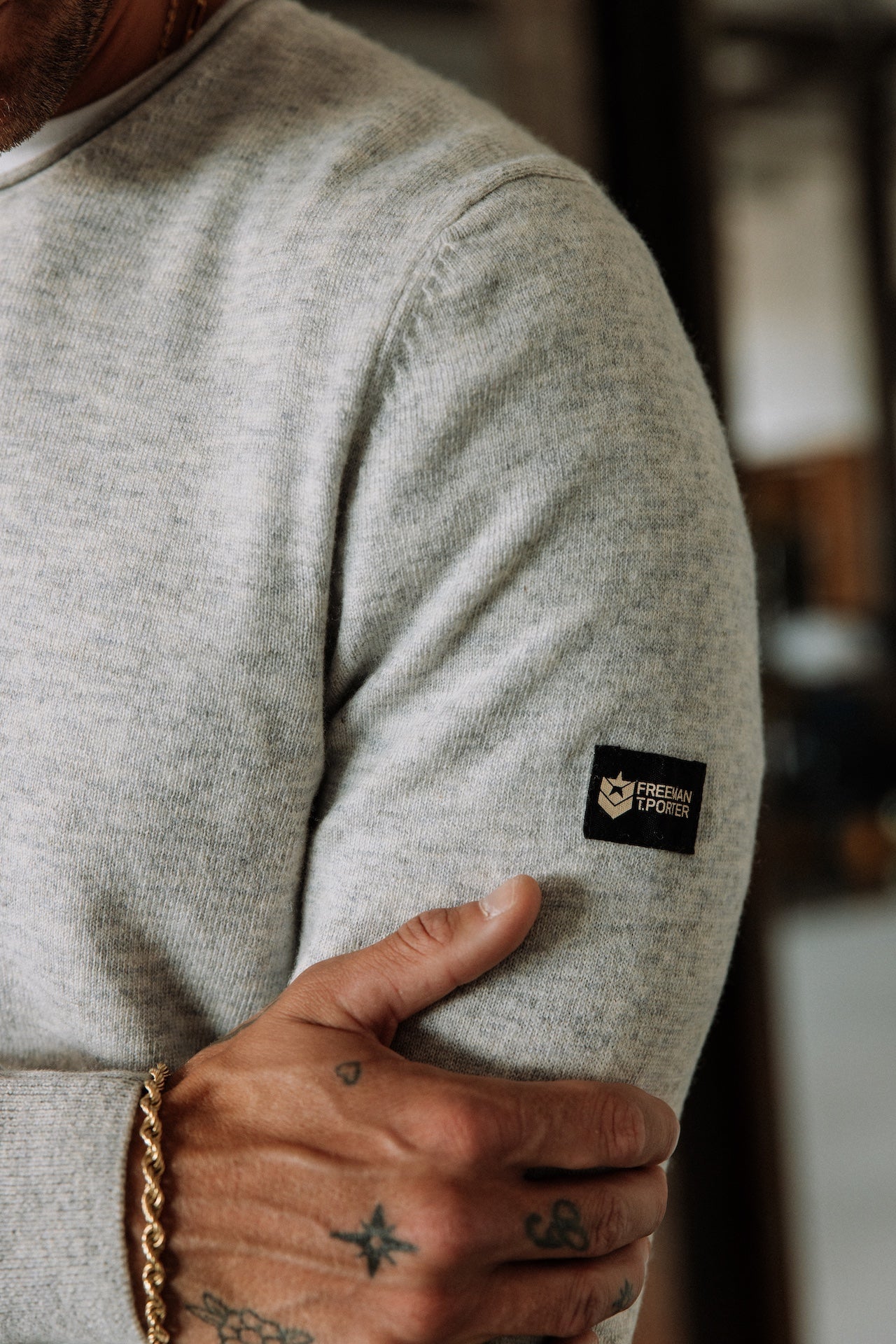 

Pull col rond Homme Sonny Macau melanged grey | Freeman T. Porter